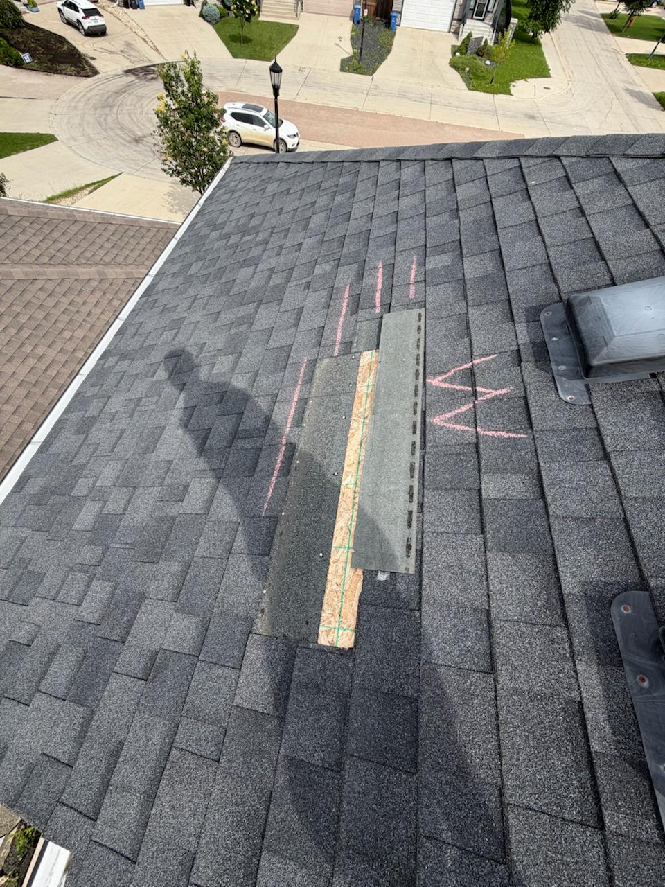 Shingle & flashing repair in Transcona